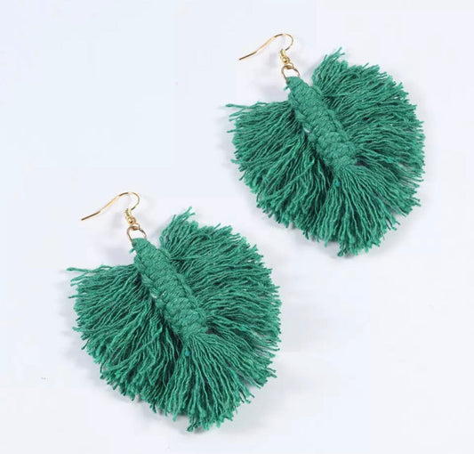 Macrame Earrings - Feather Fuzzy Smaller