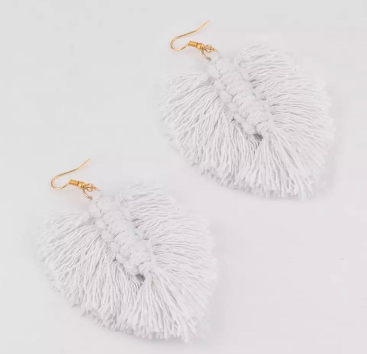 Macrame Earrings - Feather Fuzzy Smaller