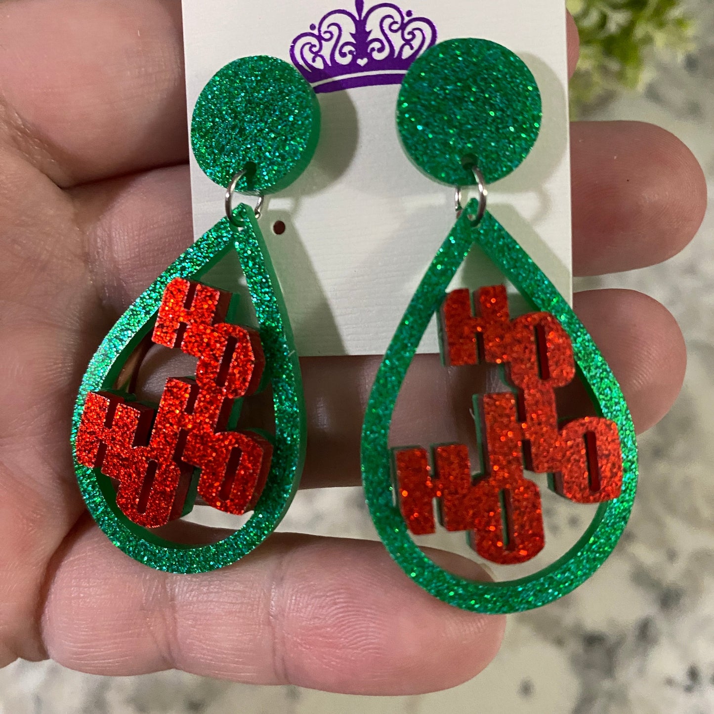Acrylic Teardrops - Ho Ho Ho
