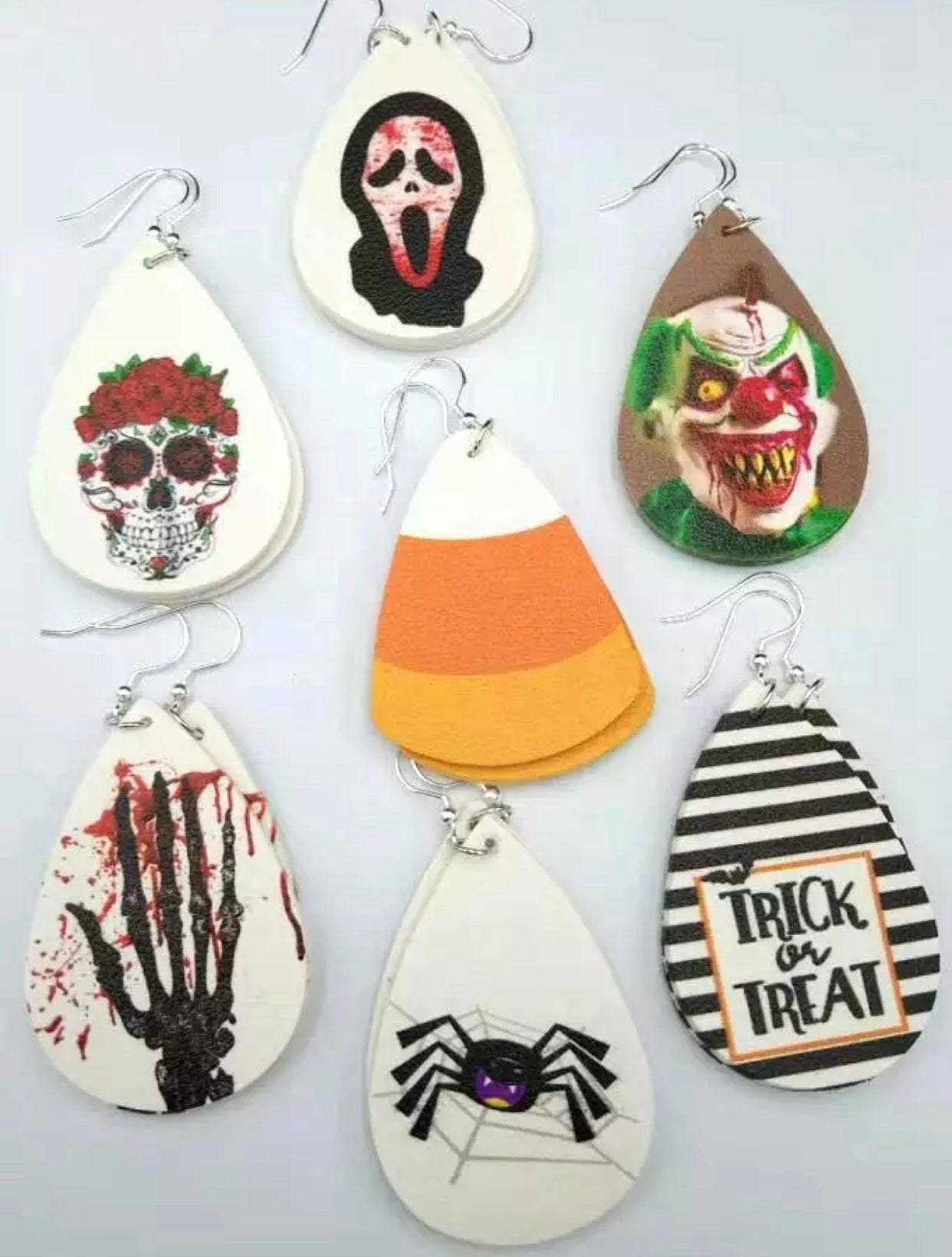 Faux Leather Earrings - Halloween Graphic