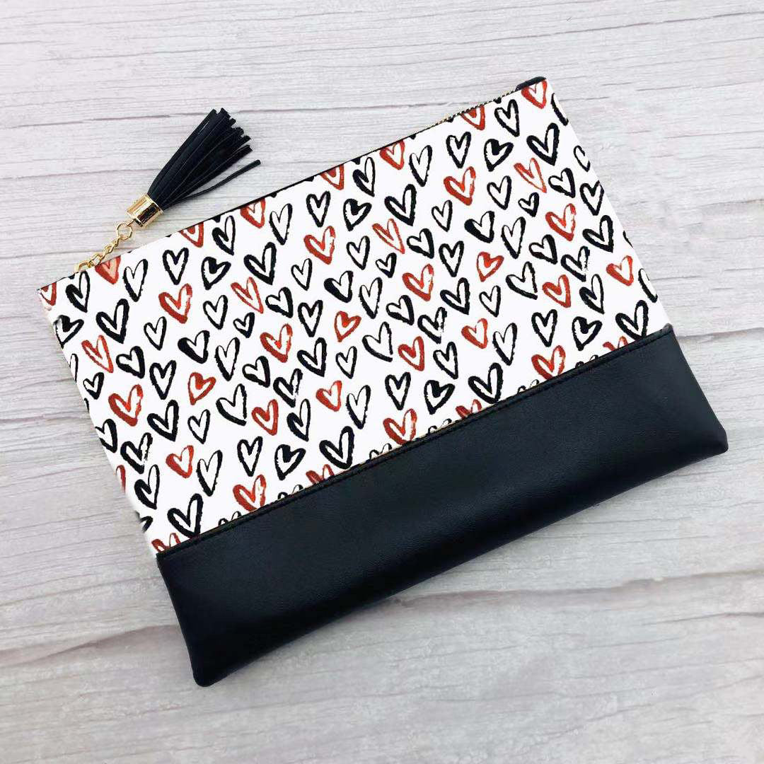 Clutch - Oversized Faux Leather & Canvas