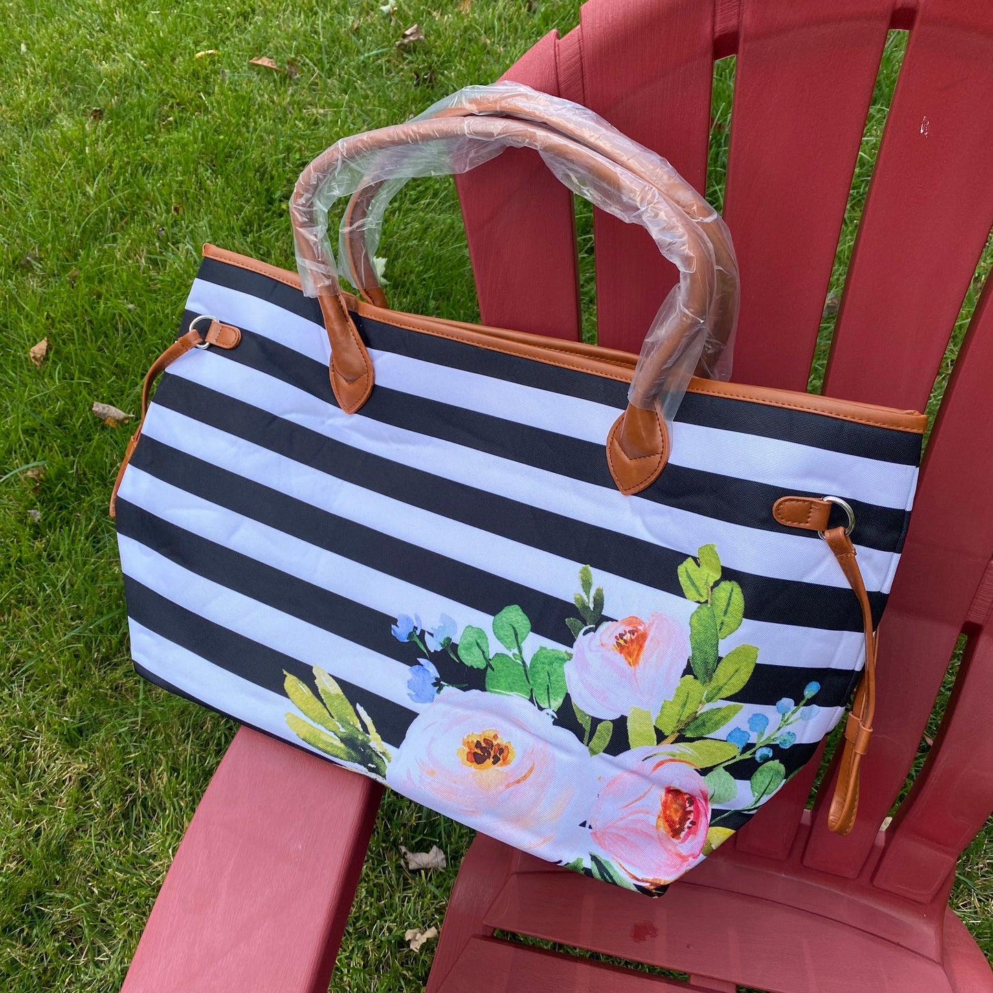 The Oversized Carryall Bag - Floral Stripe