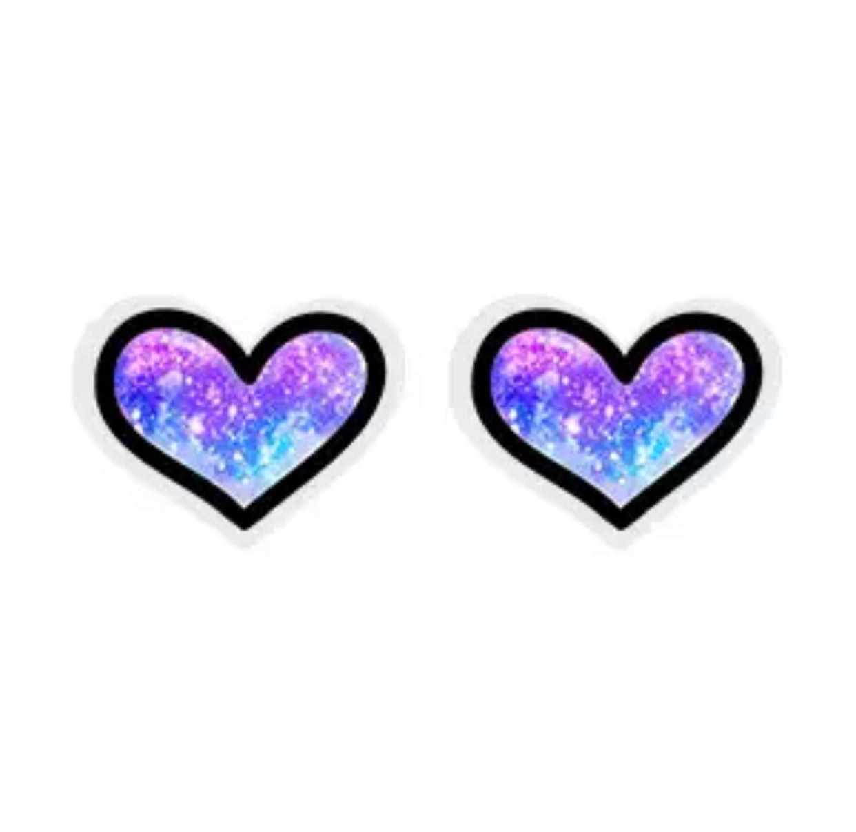 Acrylic Stud Earrings - Galaxy Heart