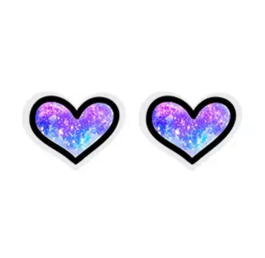 Acrylic Stud Earrings - Galaxy Heart
