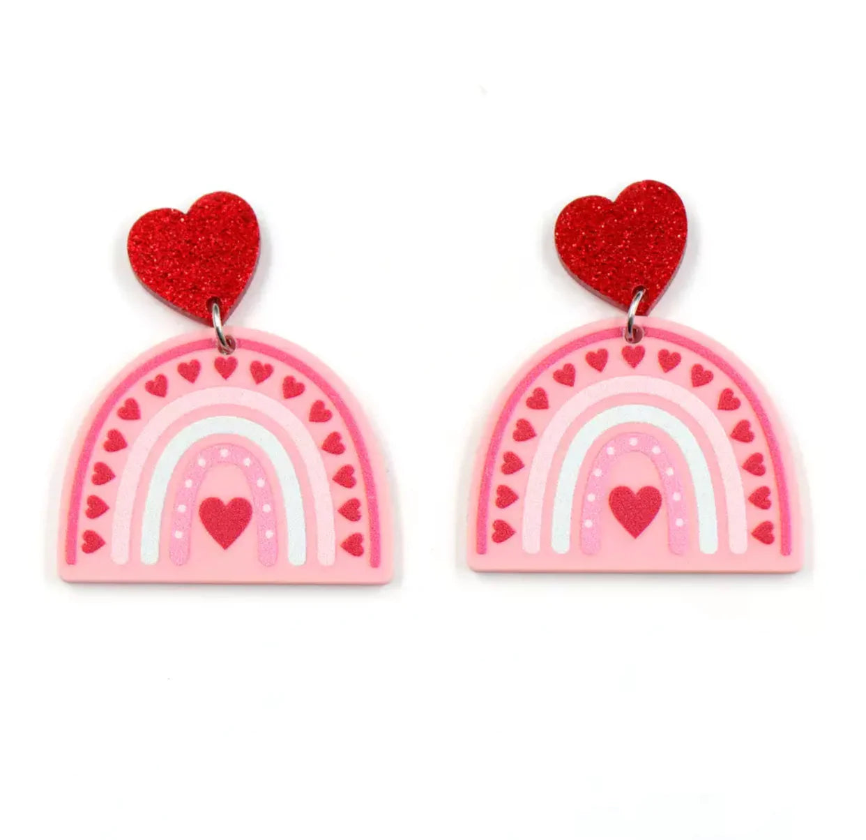 Acrylic Dangle Earrings - Rainbow Heart