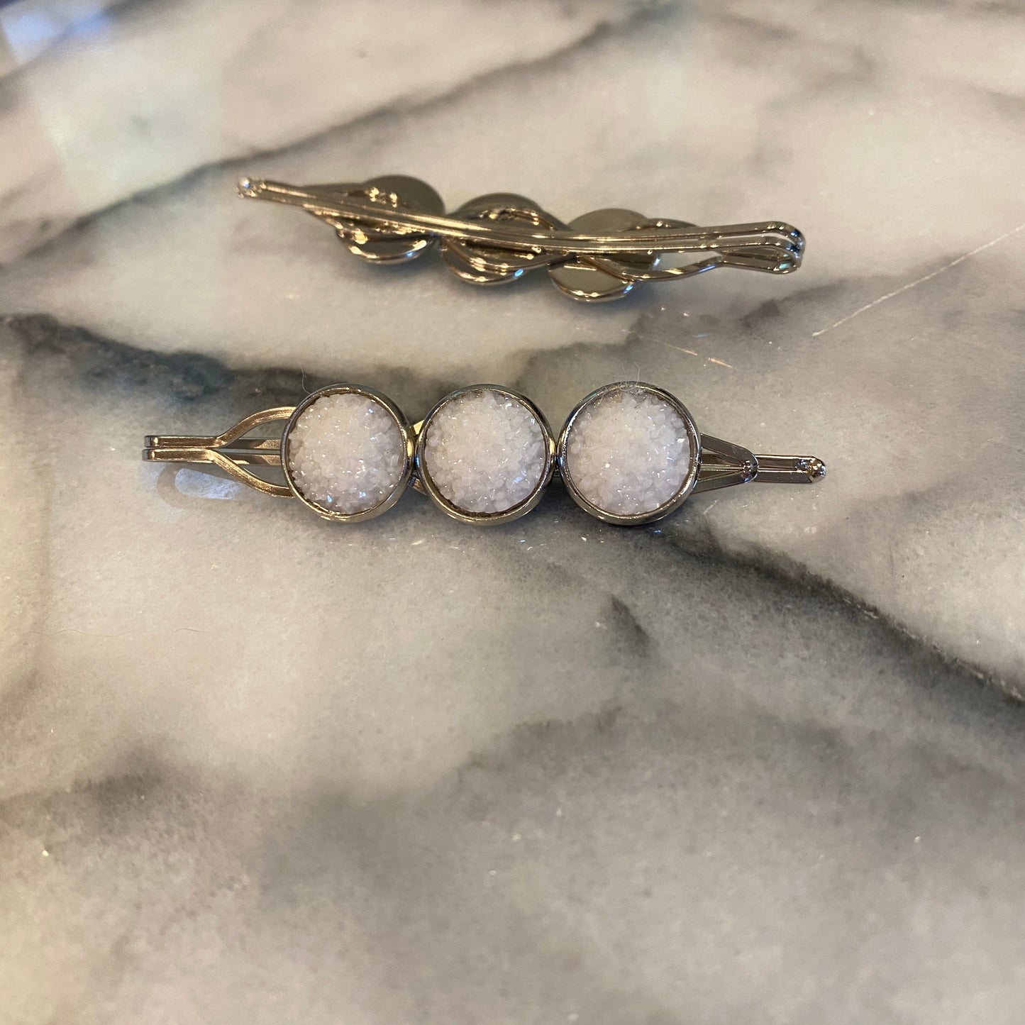 Druzy Hair Pin - Silver