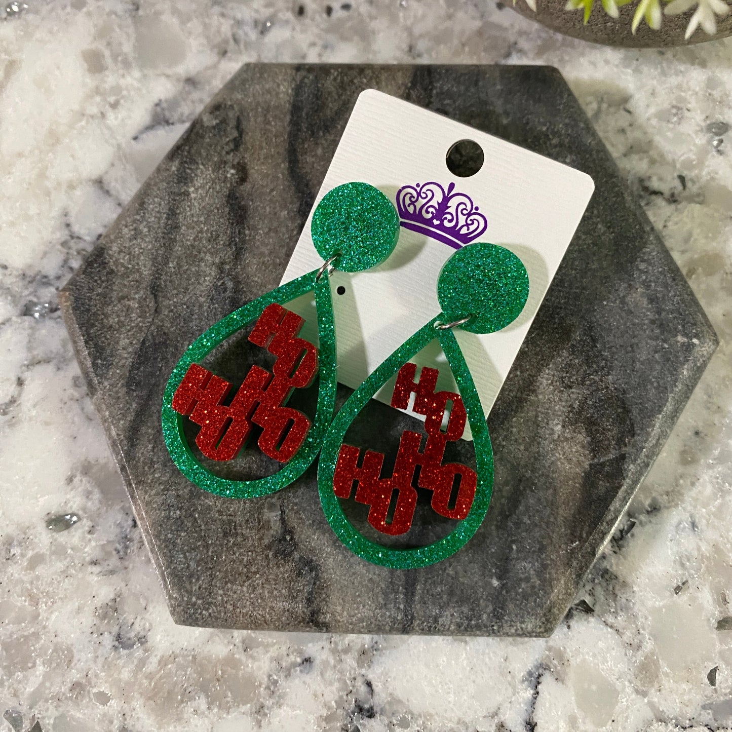 Acrylic Teardrops - Ho Ho Ho