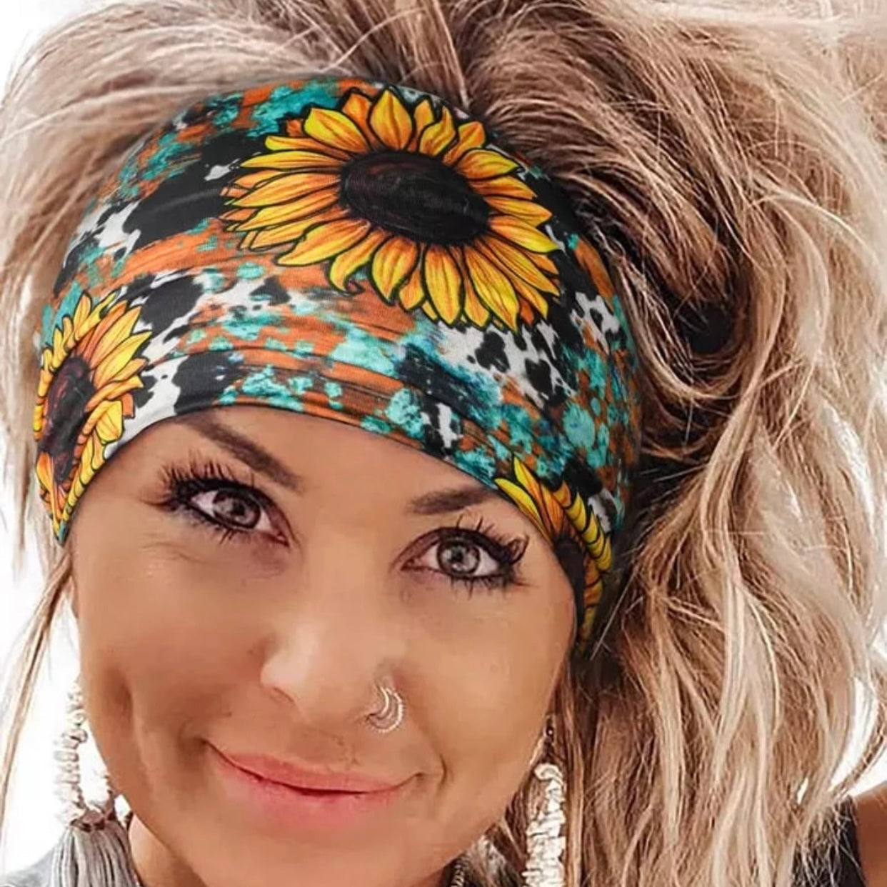 Headband - Sunflower Cow Wood