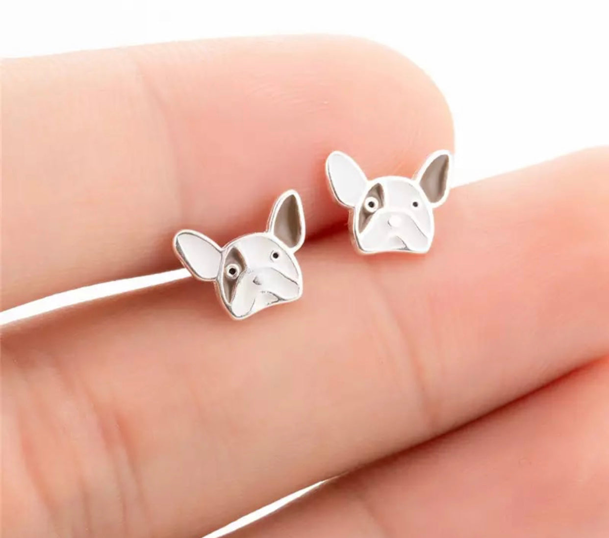 Metal Stud Earrings - French Bulldog