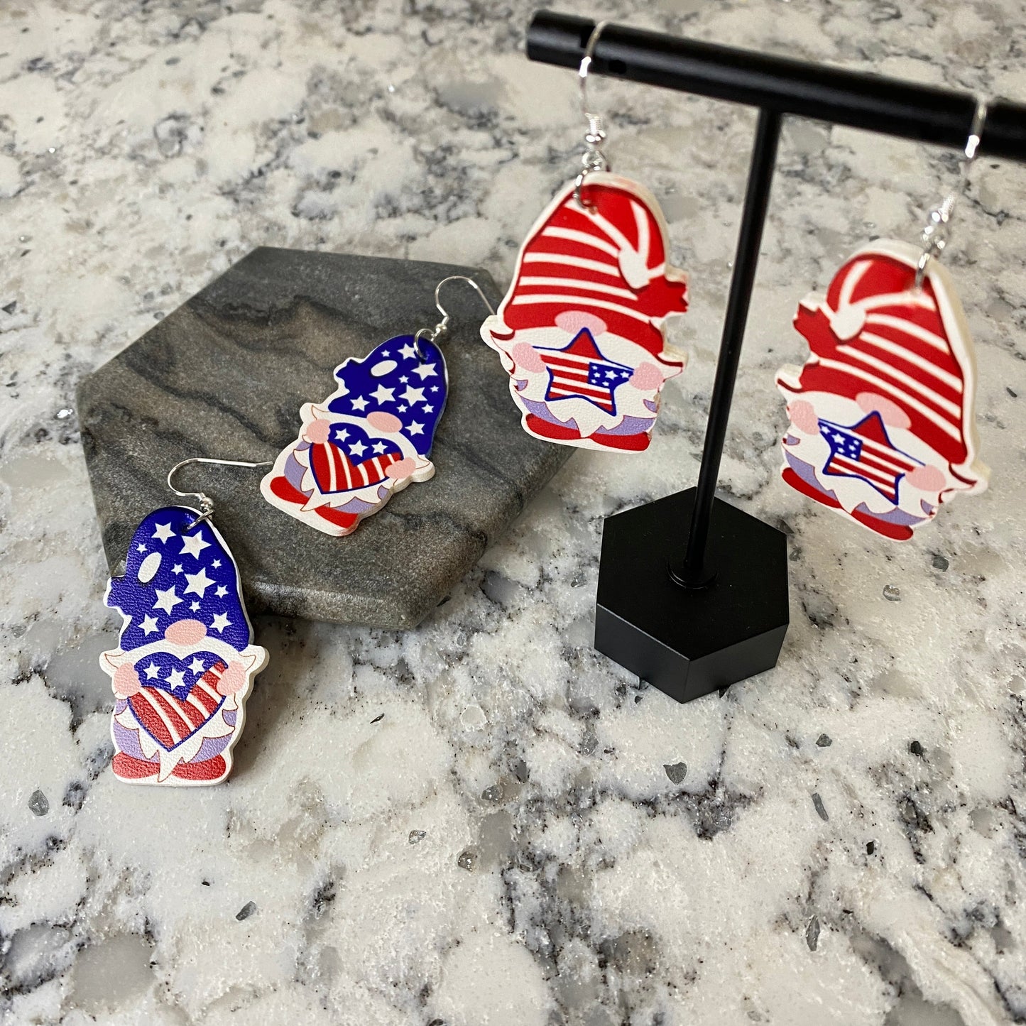 Faux Leather Earrings - USA Gnome Shapes