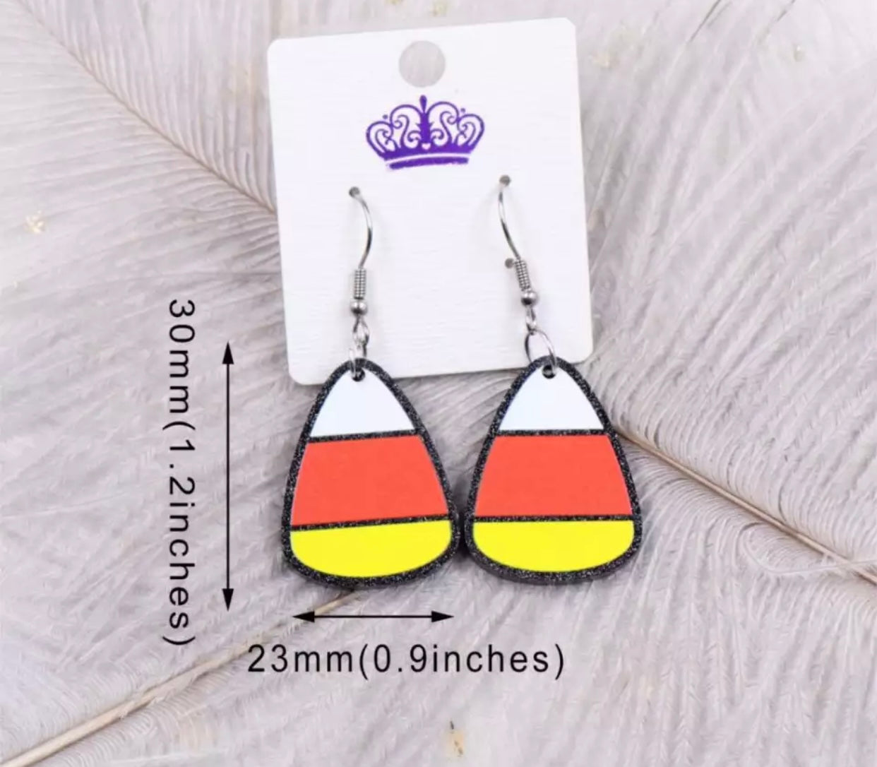 Acrylic Hook Dangle Earrings - Candy Corn - Halloween