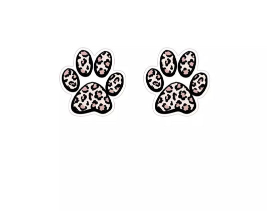 Acrylic Stud Earrings - Animal Print Paw