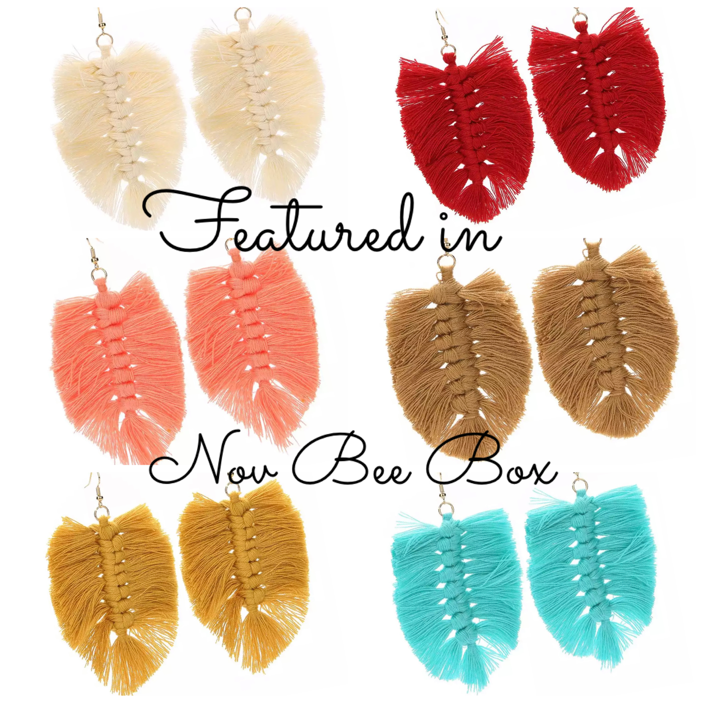 Macrame Earrings - Feather Solids