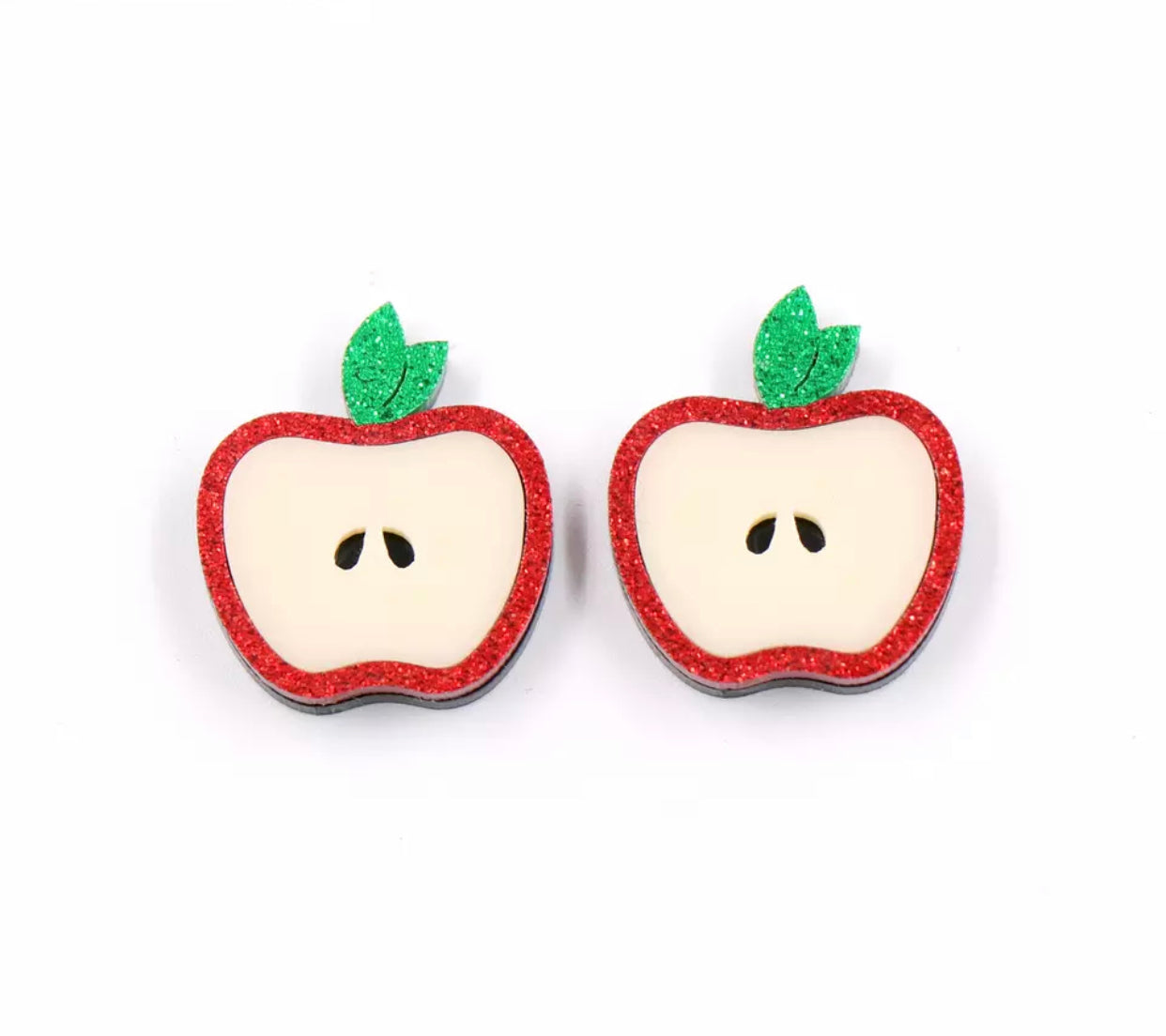 Acrylic Stud Earrings - Apple