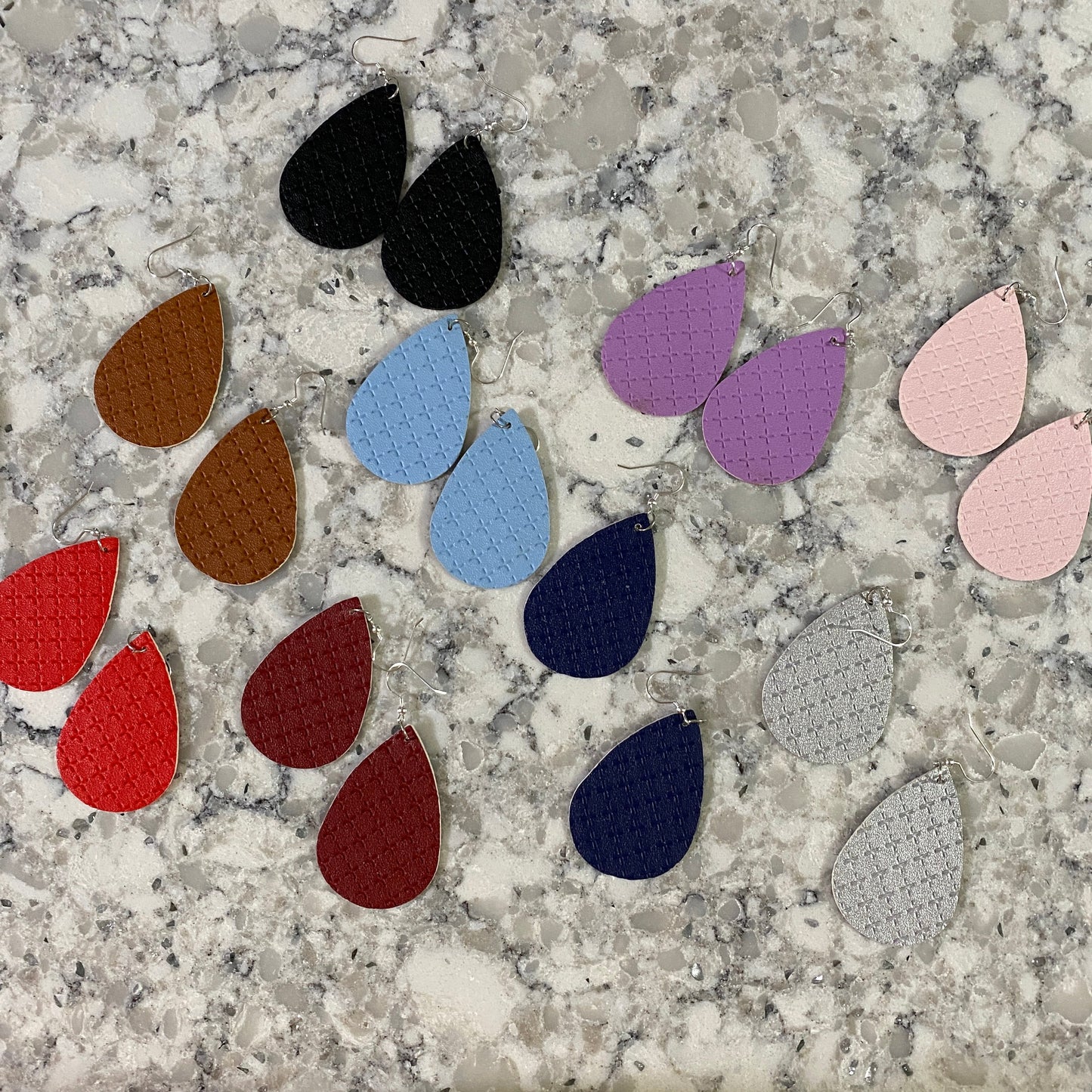 Faux Leather Earrings - X Mark Teardrops