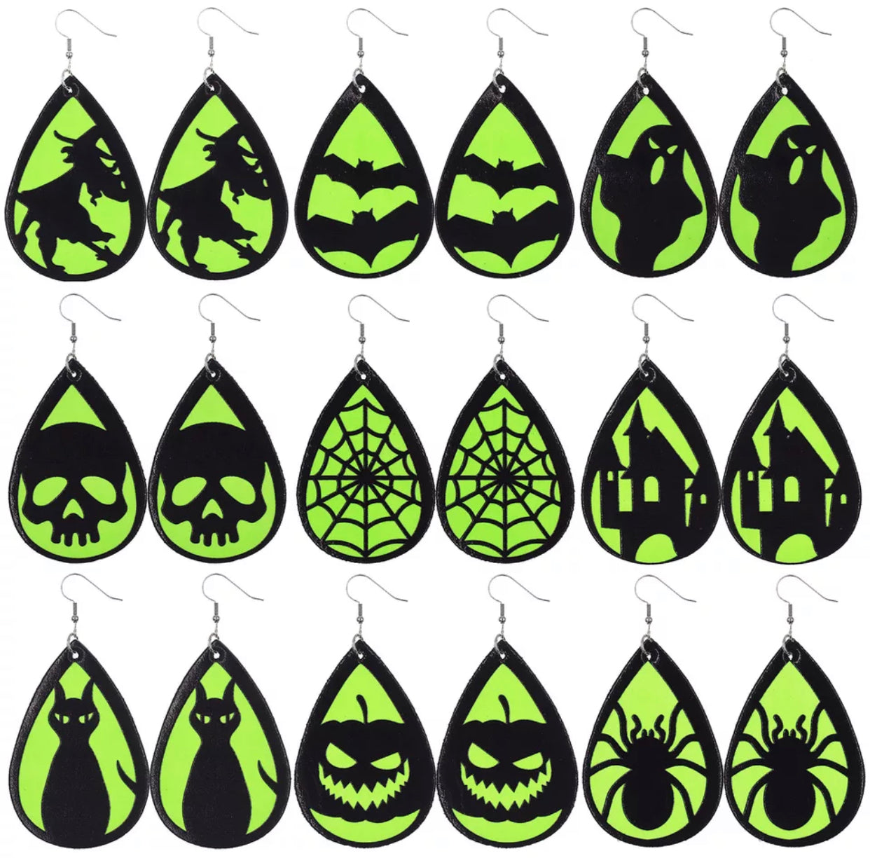 Faux Leather Earrings - Halloween Graphic