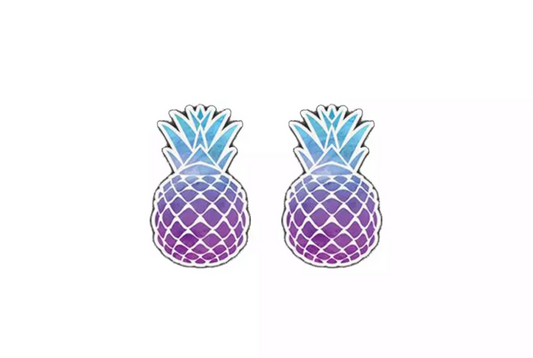 Acrylic Stud Earrings - Pineapple Blue Purple