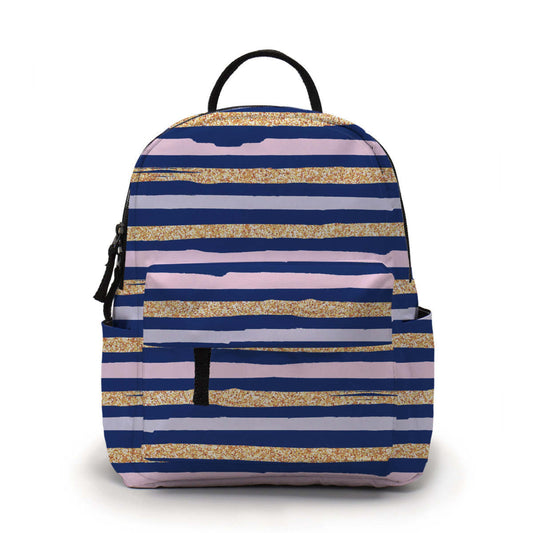 Mini Backpack - Navy Pink Gold Stripe