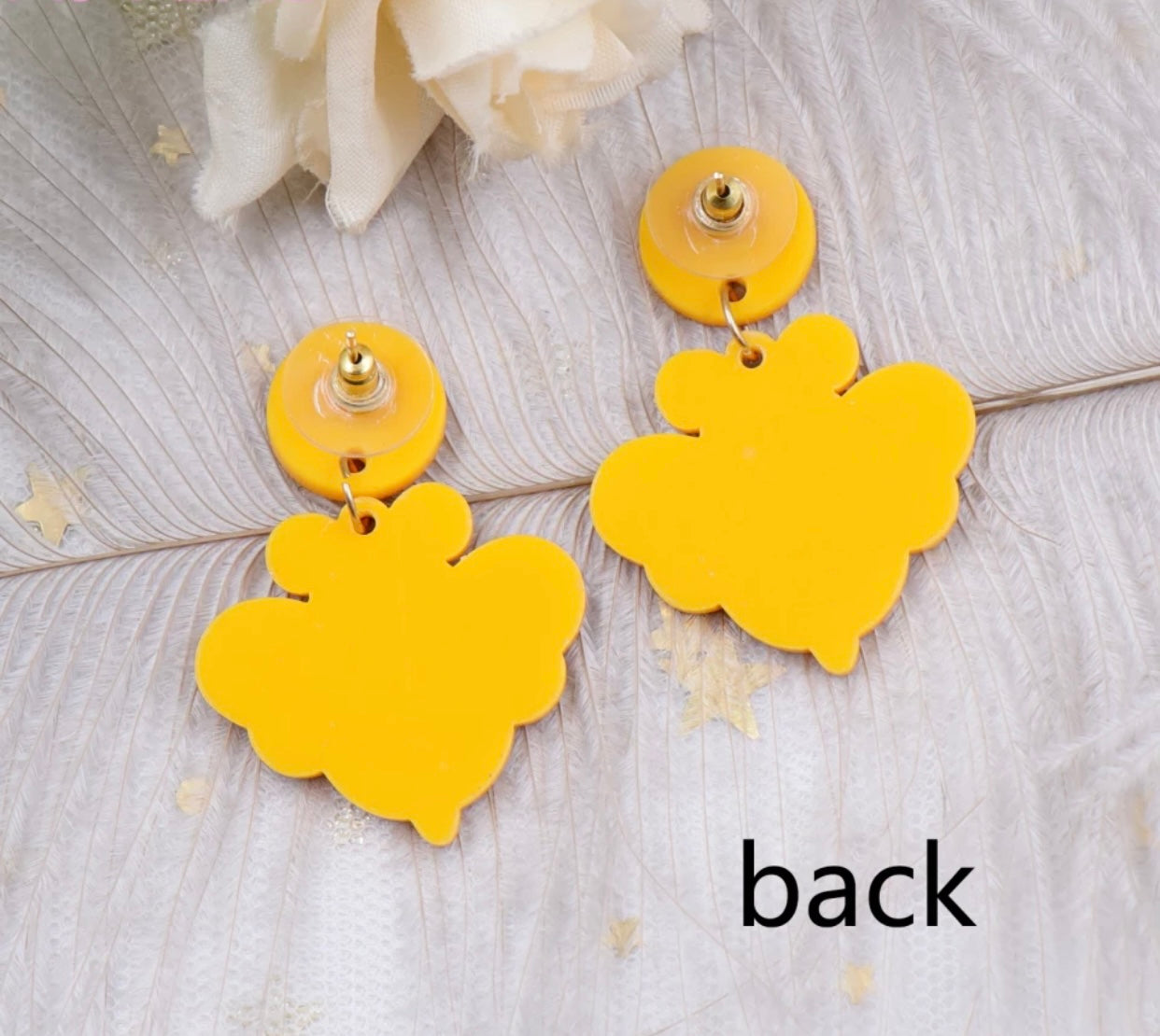 Acrylic Stud Dangle Earrings - Yellow Bee