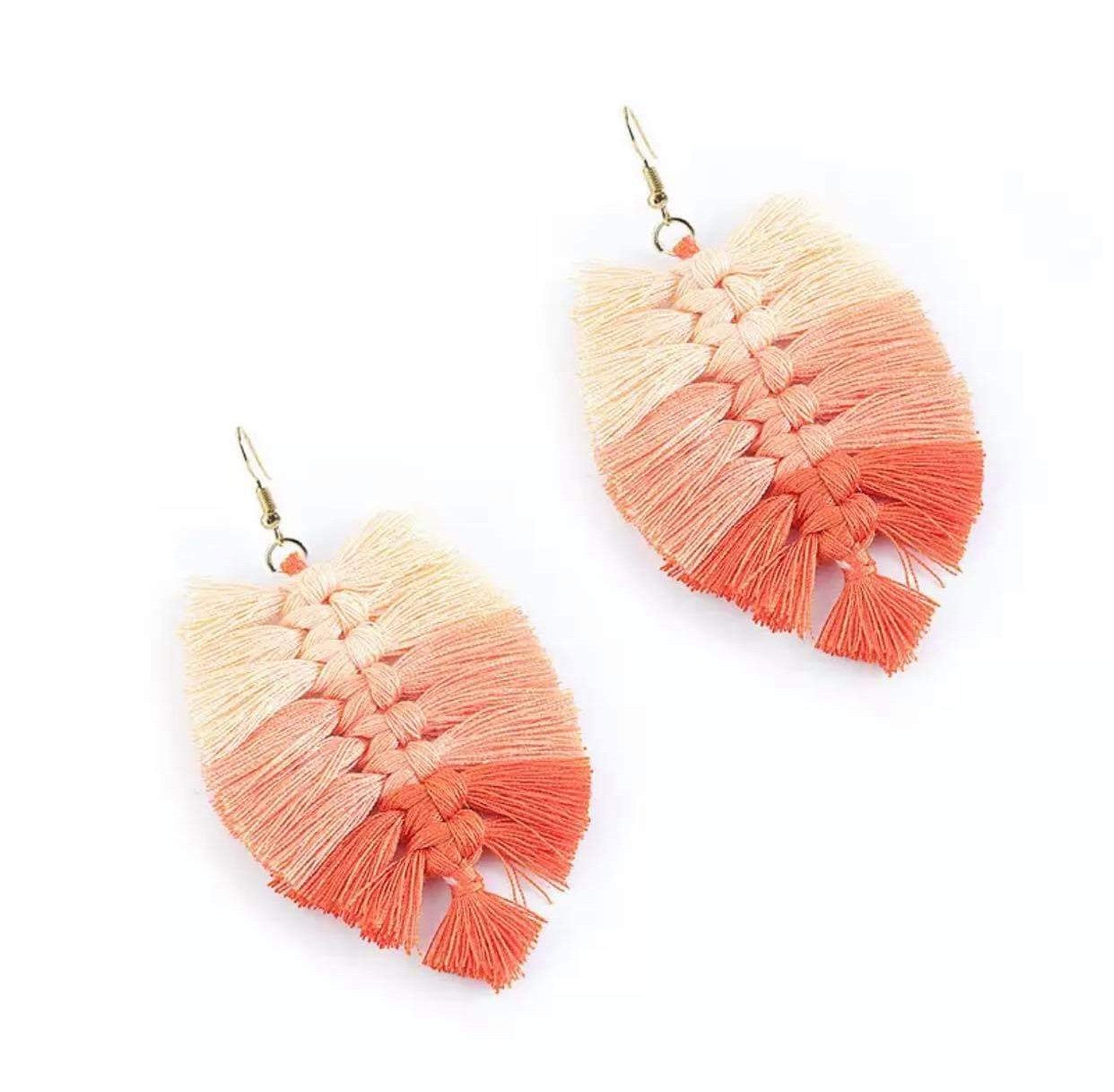 Macrame Earrings - Feather Ombre