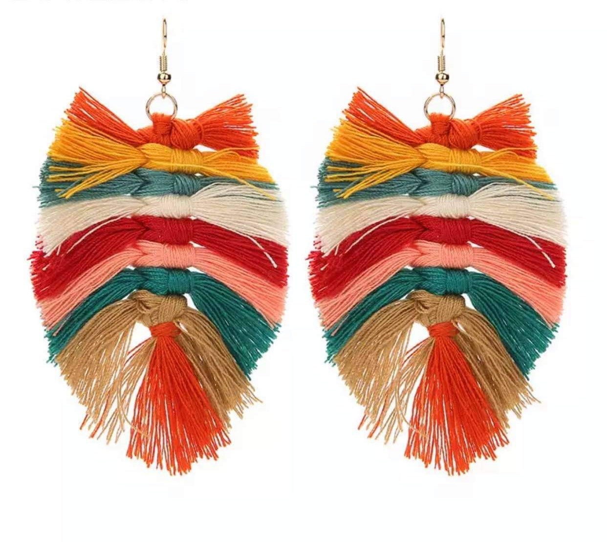 Macrame Earrings - Feather Ombre