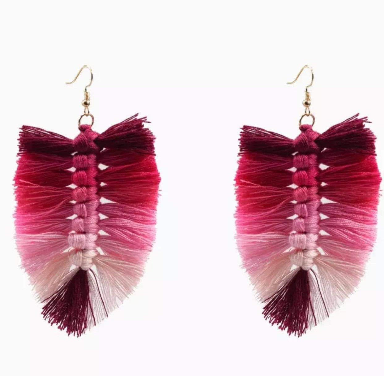 Macrame Earrings - Feather Ombre