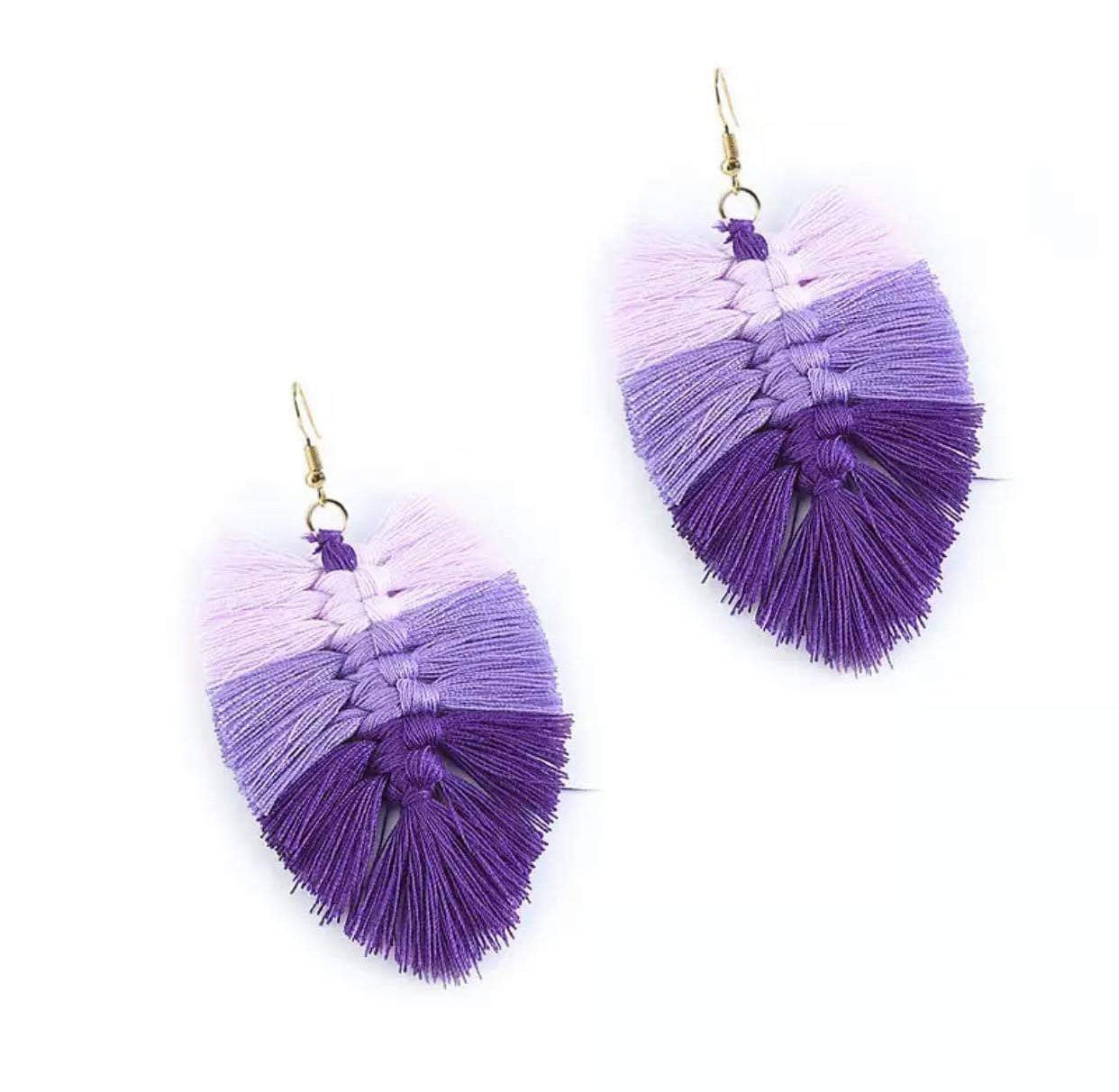 Macrame Earrings - Feather Ombre