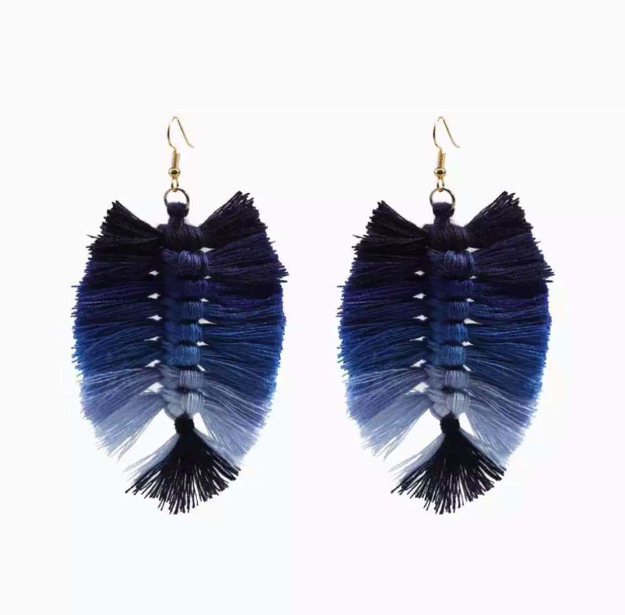 Macrame Earrings - Feather Ombre