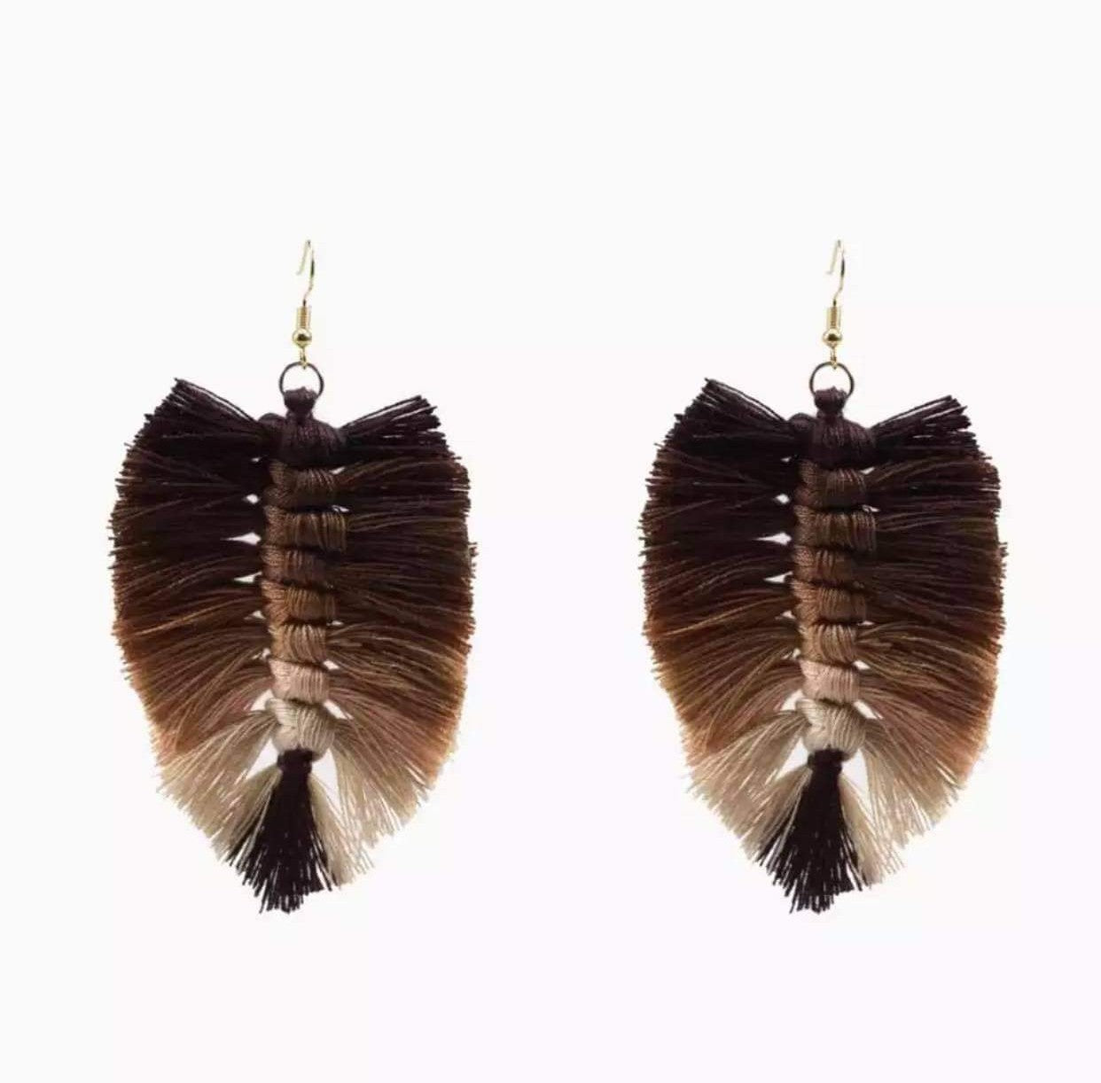 Macrame Earrings - Feather Ombre